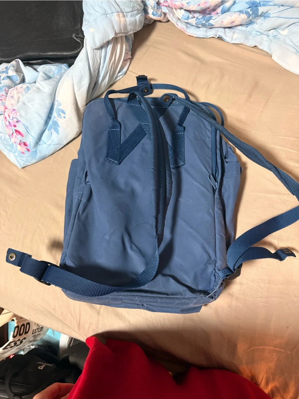 Fjallraven Kånken Backpack in Navy Blue with Red Logo